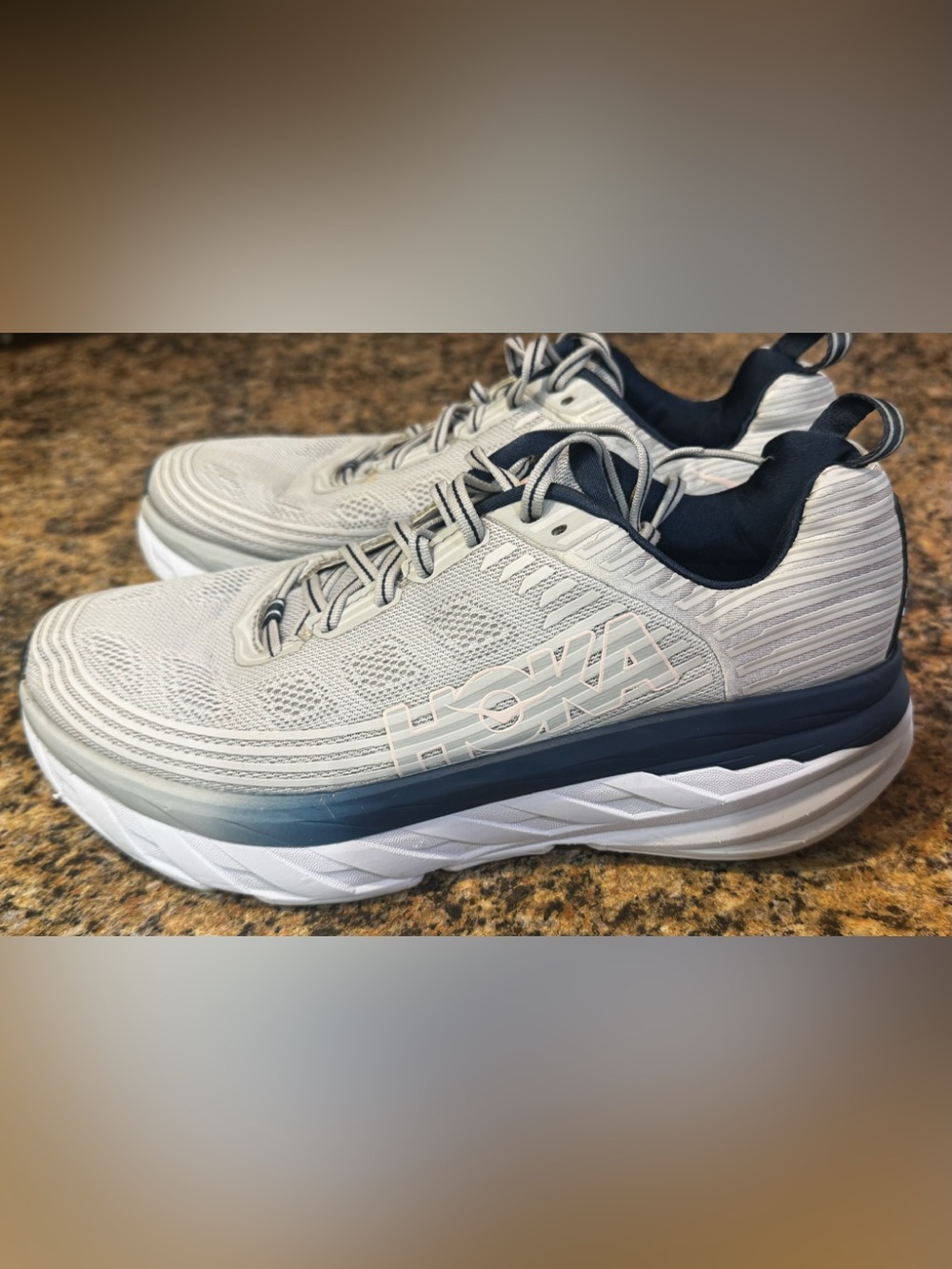 Hoka One One Bondi 6 Womens Size 10 Gray Blue Athletic Running Shoes Sneakers